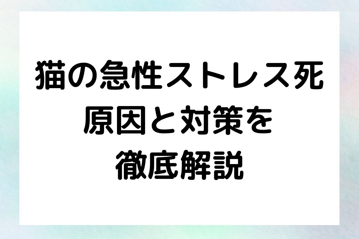 猫が急性ストレス死に陥る原因や対策について詳しく解説します。