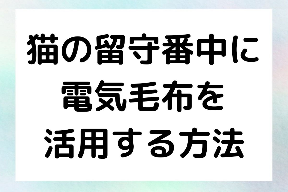 猫の留守番中に電気毛布を活用する方法について詳しく解説します。