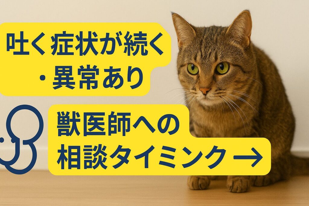 4.吐く症状が続く・異常あり→獣医師への相談タイミング