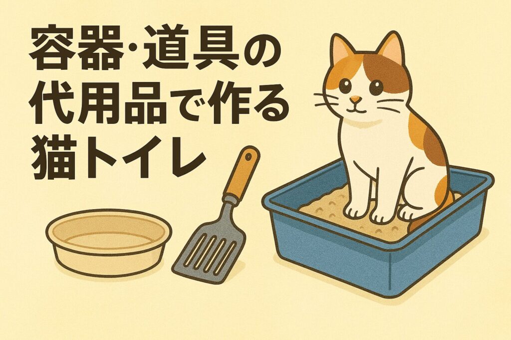 容器・道具の代用品で作る猫トイレ