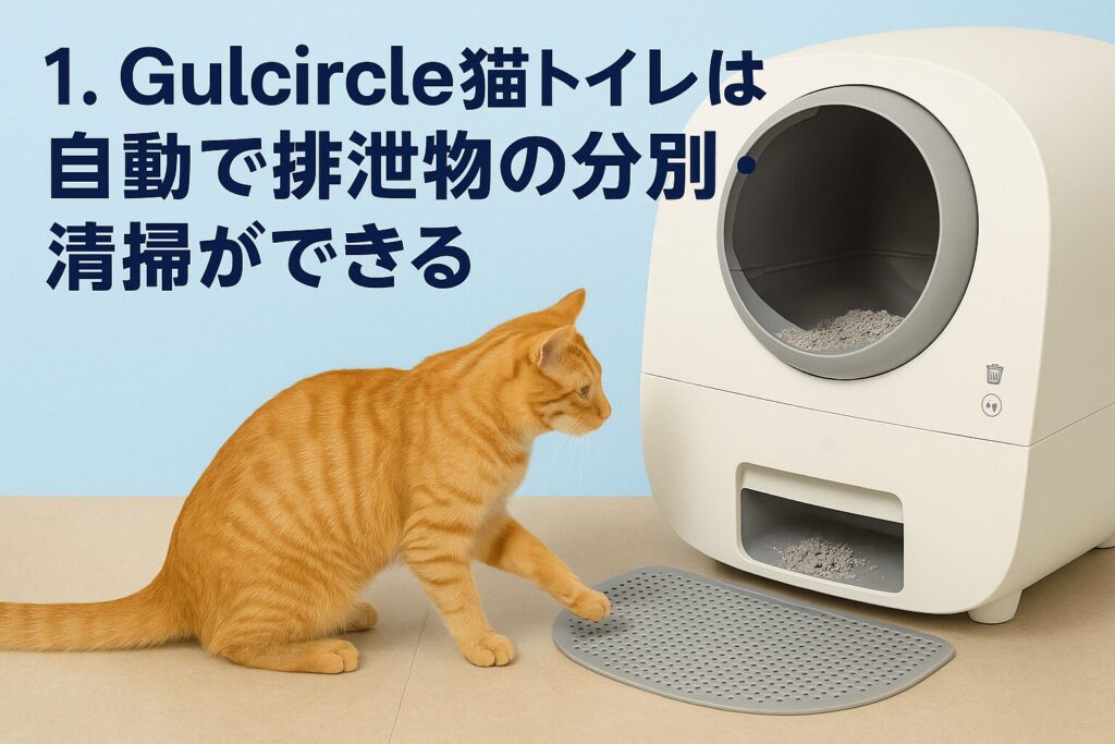 1. Gulcircle猫トイレは自動で排泄物の分別・清掃ができる
