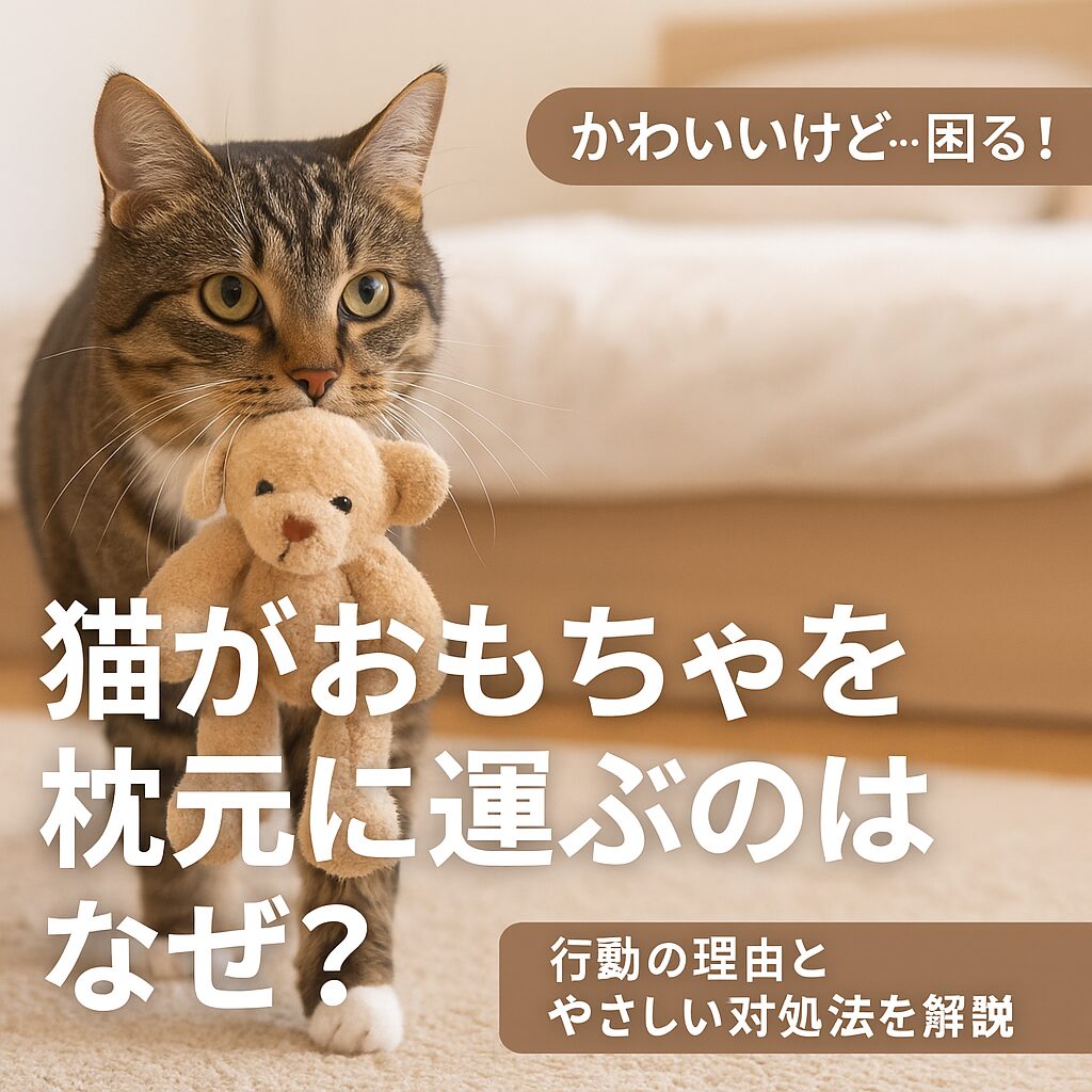 【獣医師監修】猫がおもちゃを枕元に持ってくる5つの理由と対処法｜ぬいぐるみや鳴く行動の意味も解説