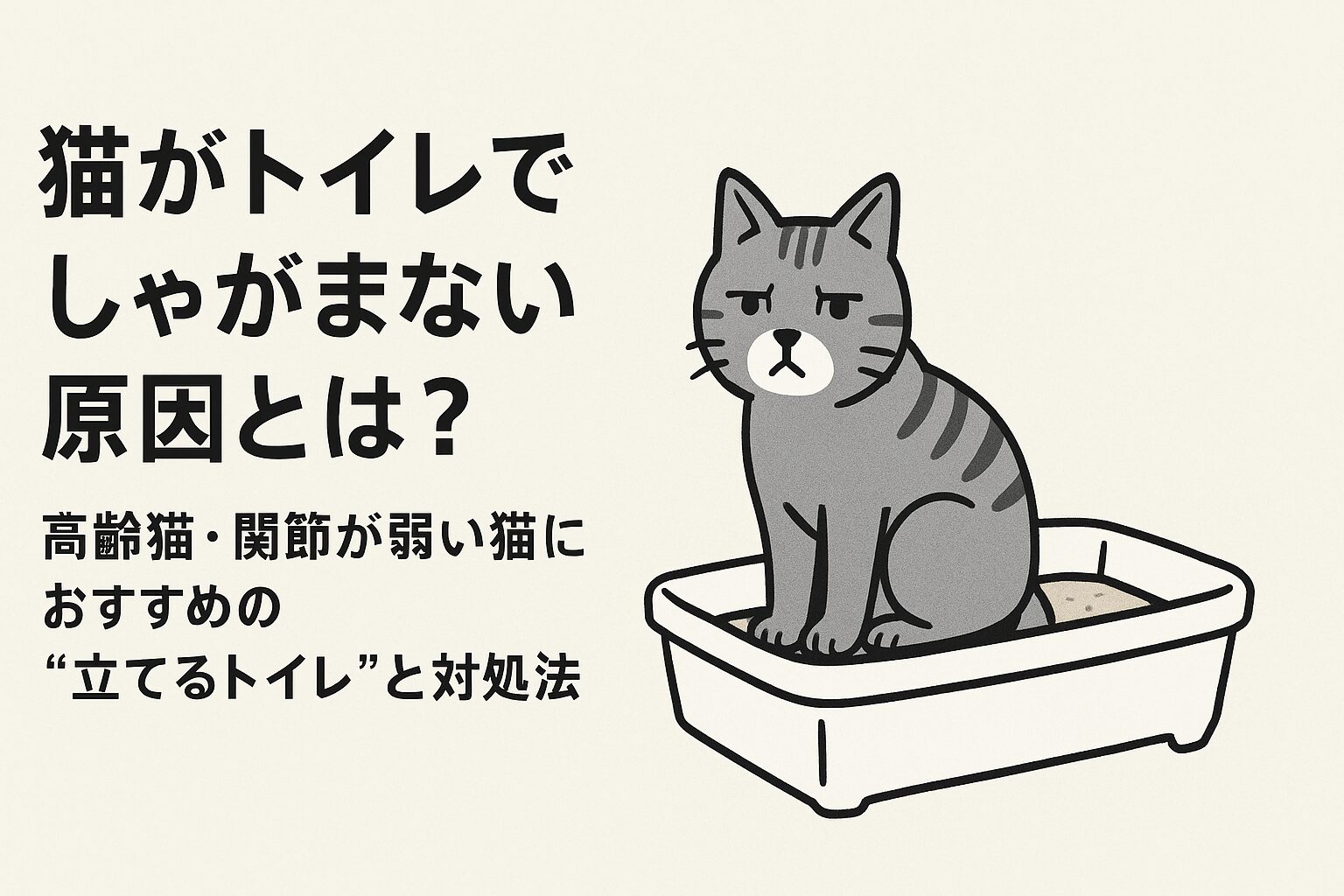 猫がトイレでしゃがまない原因とは？高齢猫・関節が弱い猫におすすめの“立てるトイレ”と対処法