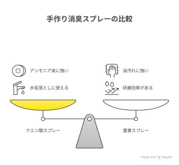 材料別・手作り消臭スプレーの比較表