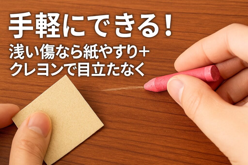 ④ 手軽にできる!浅い傷なら紙やすり+クレヨンで目立たなく