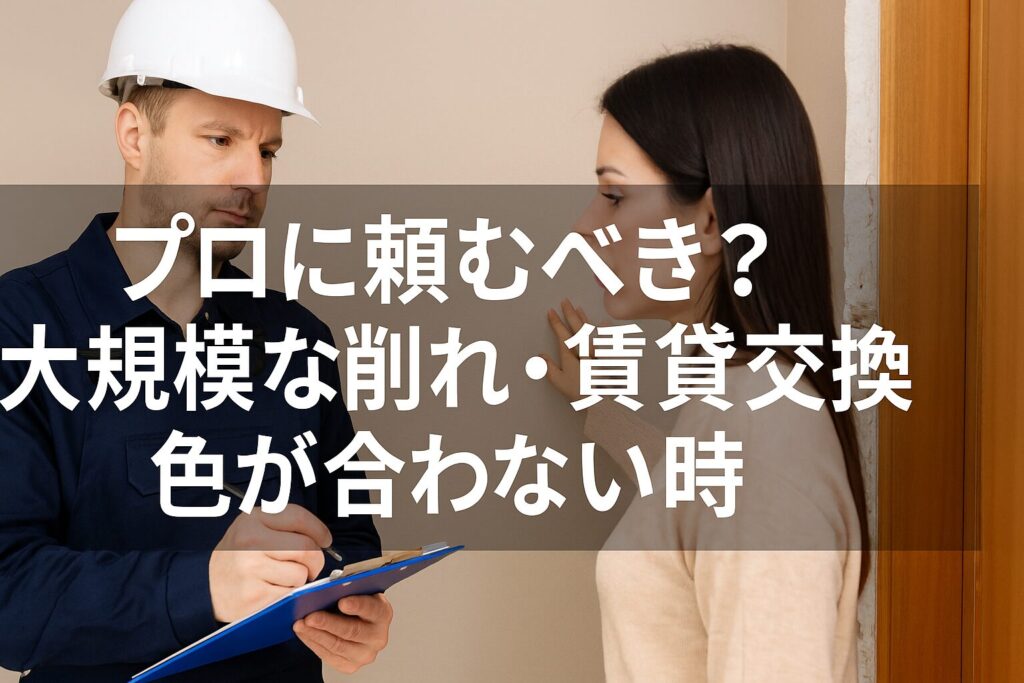 ⑦ プロに頼むべき?大規模な削れ・賃貸交換・色が合わない時