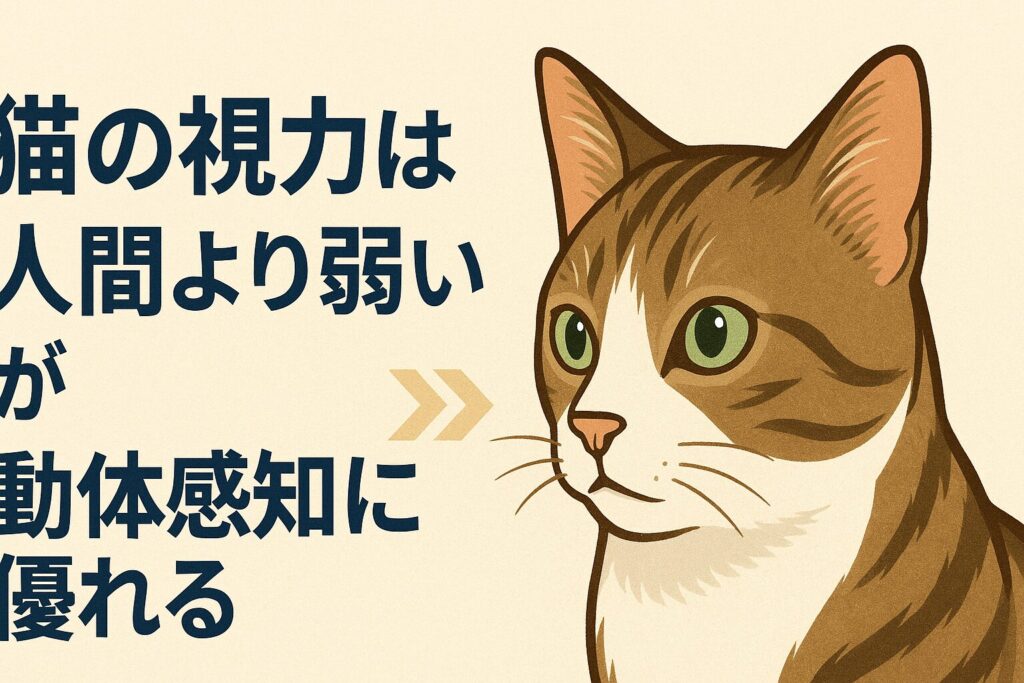 猫の視力は人間より弱いが動体感知に優れる