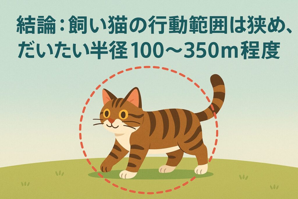 飼い猫の行動範囲は狭め、だいたい半径100~350 m程度