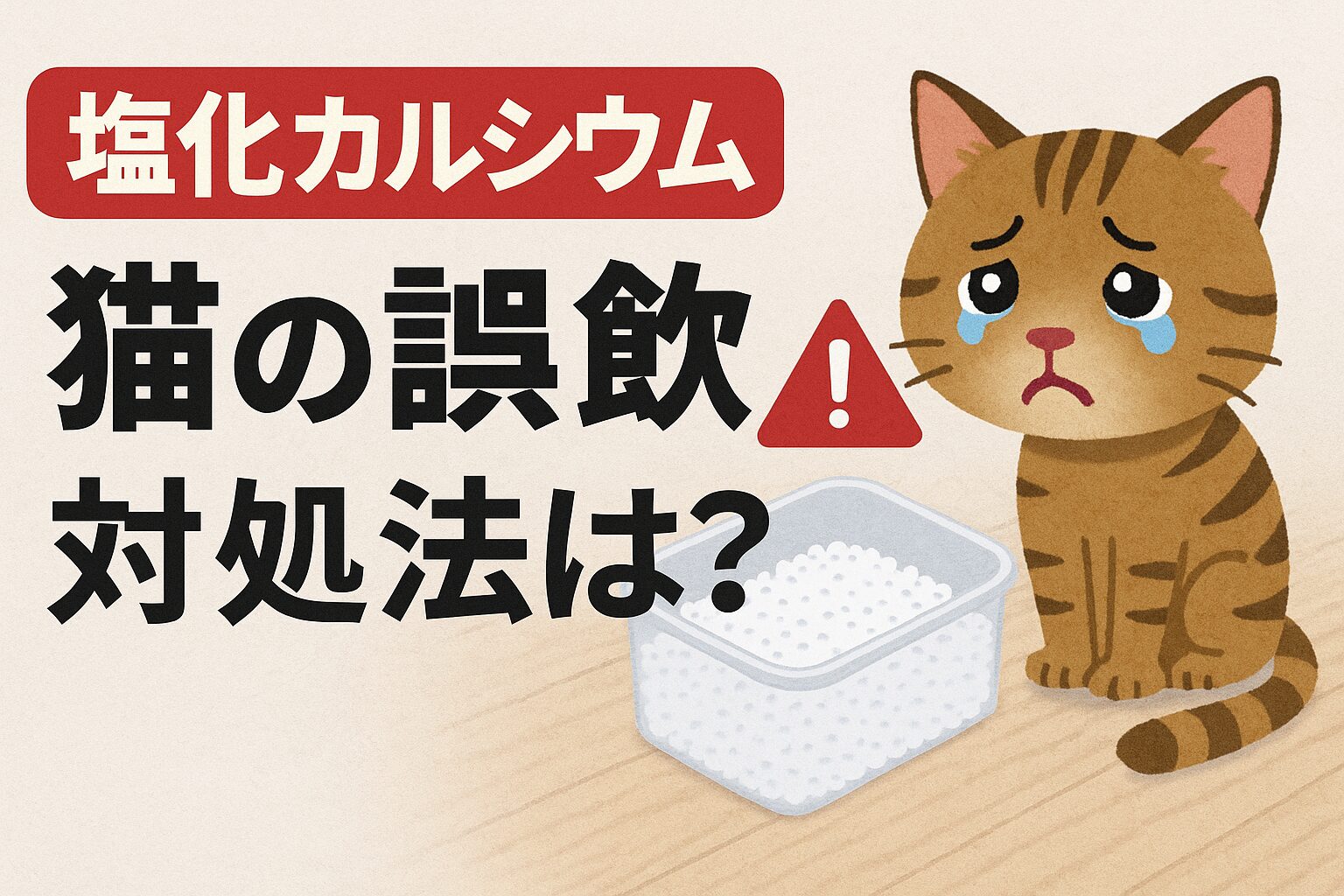 猫が塩化カルシウムを誤飲した時の対処と注意点