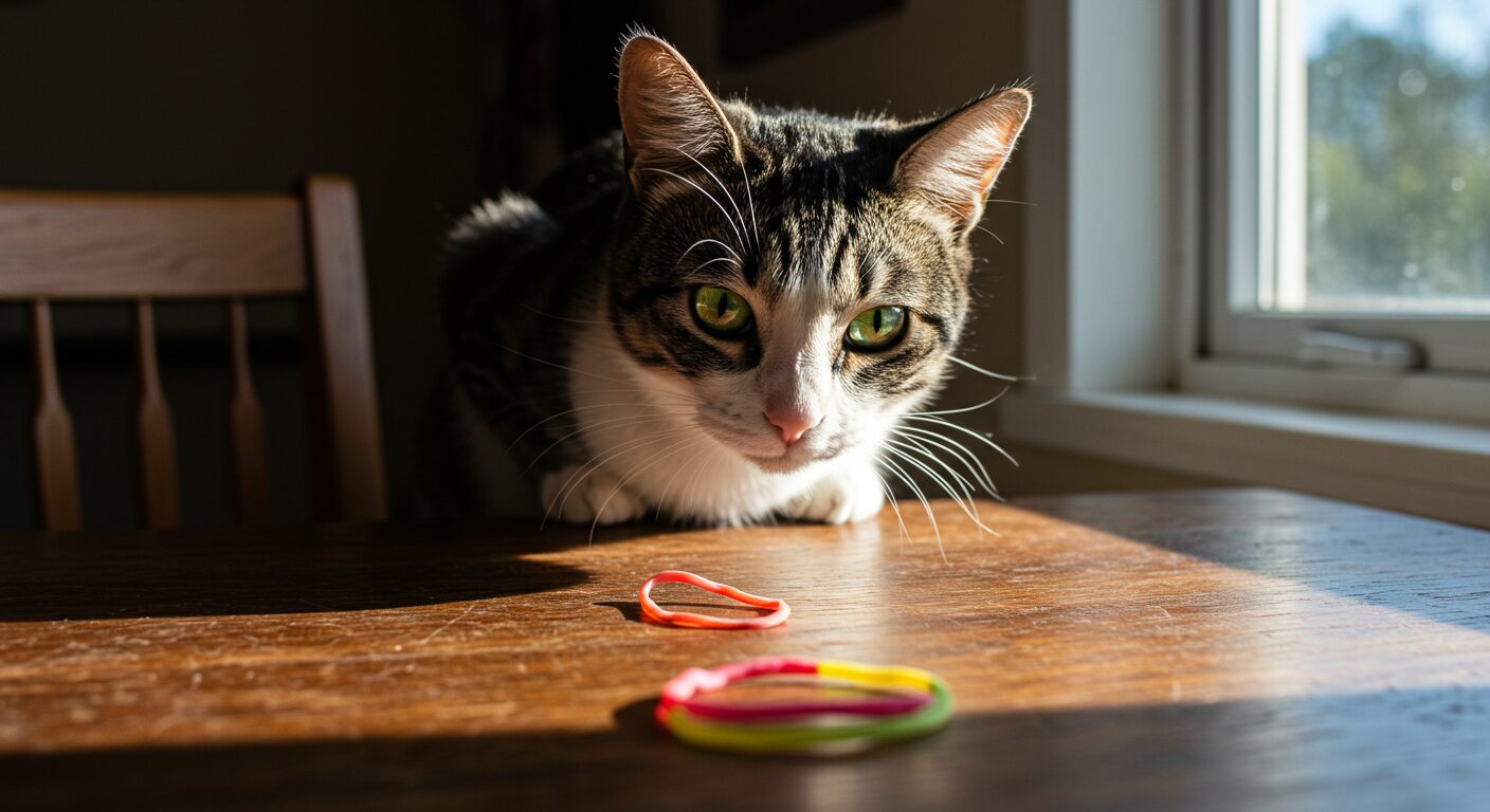 猫が輪ゴム・ヘアゴム・太いゴムを誤飲したときの正しい対処法と危険な症状
