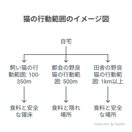猫の行動範囲のイメージ図